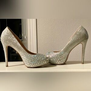 Gorgeous Silver Sparkle and Jeweled Stilettos